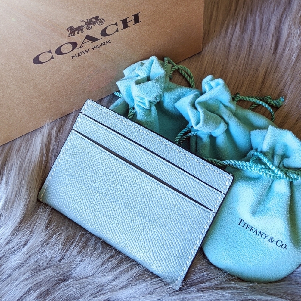 COACH Tiffany Blue Card Case Wallet Holder - Picture 2 of 6
